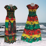 Bob Marley Free Style Fashion Dress/Bob Marley Summer Dress/Rasta Colors Beach Festival & Concerts Outfit/Gift