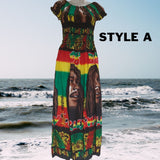 Bob Marley Free Style Fashion Dress/Bob Marley Summer Dress/Rasta Colors Beach Festival & Concerts Outfit/Gift