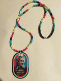 Bob Marley pendant beaded handmade necklace/Rasta Reggae Jamaican heritage souvenir