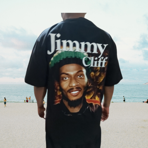 Jimmy Cliff black tshirt double sided 3D graphic/Jamaican Reggae