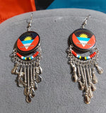 Antigua flag pendant necklace and earring set/Antiguan fashion jewelry