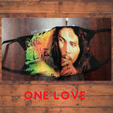 Bob Marley face mask/Glow in the dark/3D graphic design/Rasta colours/Reusable/100% cotton/2 layers & open pocket/Bob Marley souvenir/Gift