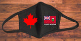 Ontario flag face mask/Canada Provincial flag face mask/Reusable 2 layers/Ontario souvenir