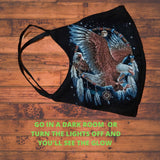 Eagle dreamcatcher face mask/Glow in the dark 3D print/Native American pride/2 Layers open pocket