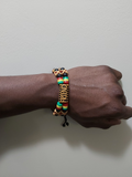 Rasta beaded elastic stretch friendship bracelet/Rastafari handmade wristband