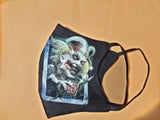 Wanted dead or alive face mask/Skull with gun face mask/Joker face mask/3D graphic glow in dark/Elastic ear loop/Reusable and washable/Gift