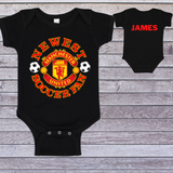 Newest Soccer Fan Black Personalize Romper