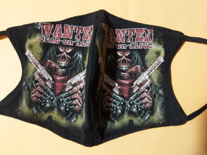 Wanted dead or alive face mask/Skull with gun face mask/Joker face mask/3D graphic glow in dark/Elastic ear loop/Reusable and washable/Gift