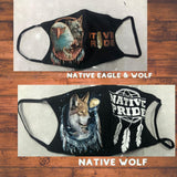 Wolf Dreamcatcher face mask/Glow in the dark/3D graphic print/2 Layers open pocket/Native American pride