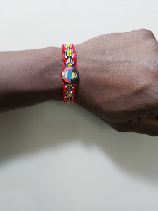 Caribbean knitted friendship bracelet 