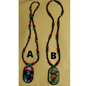 Marcus Garvey pendant beaded necklace/Pan Afro Jewelry black history month souvenir