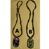 Marcus Garvey pendant beaded necklace/Pan Afro Jewelry black history month souvenir