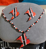 Trinidad & Tobago map necklace and earring/Handmade Trini map earring fashion jewelry